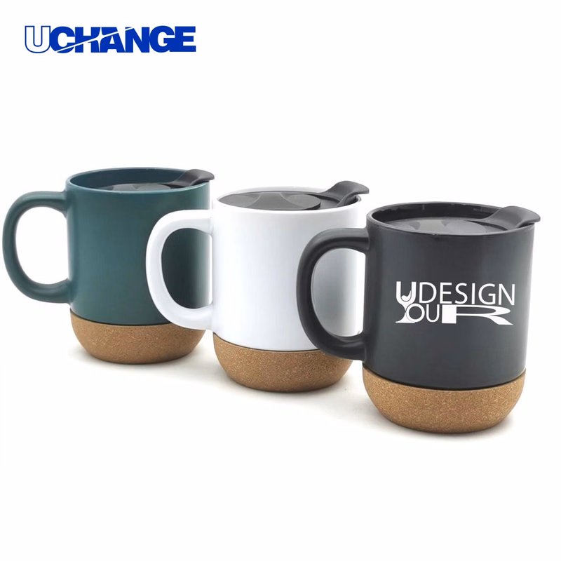 Ceramic Coffee Mug Container with Cork Base (12 Oz)