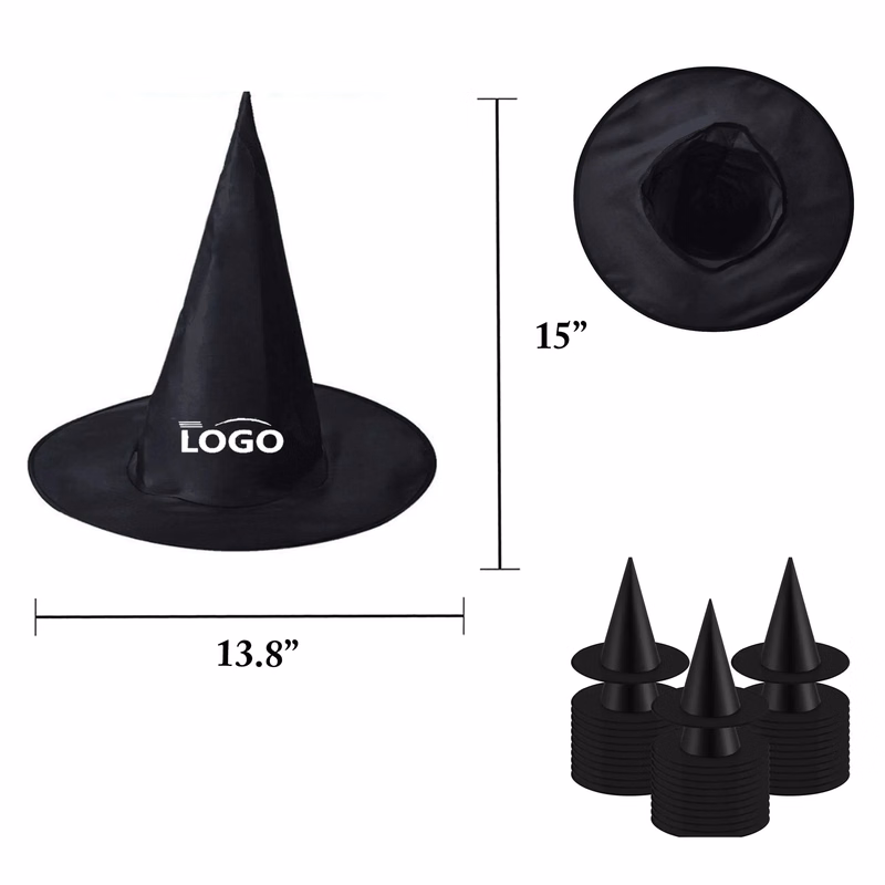 MOQ100 Halloween Witch Hat Black Oxford for Kids and Adults