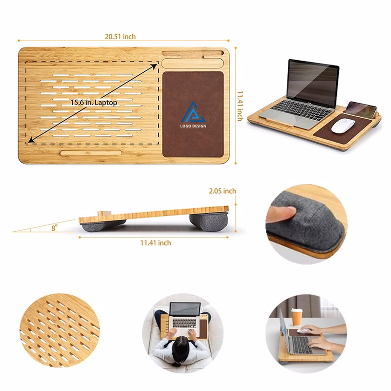 Bamboo Laptop Stand Desk With Cushion