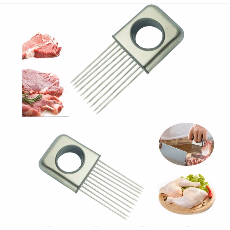 Stainless Steel Holder & Slicing Guide w/ Finger Loop Grip