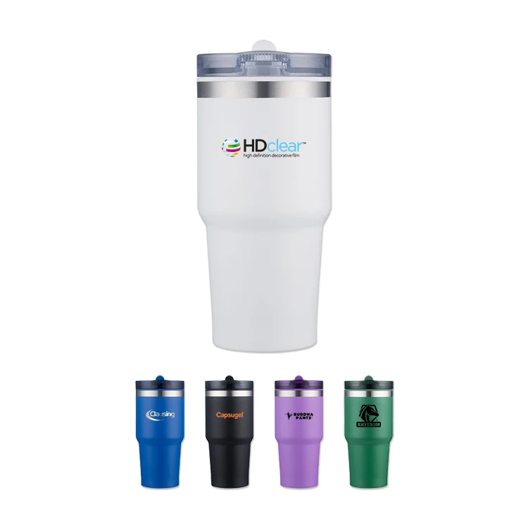 20 Oz Stainless Steel Outer Tumbler with Built in Straw Lid 1