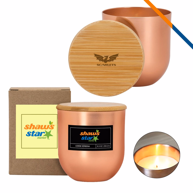 Aromi White Wax Metallic Wood Lid Candle - 8 OZ.