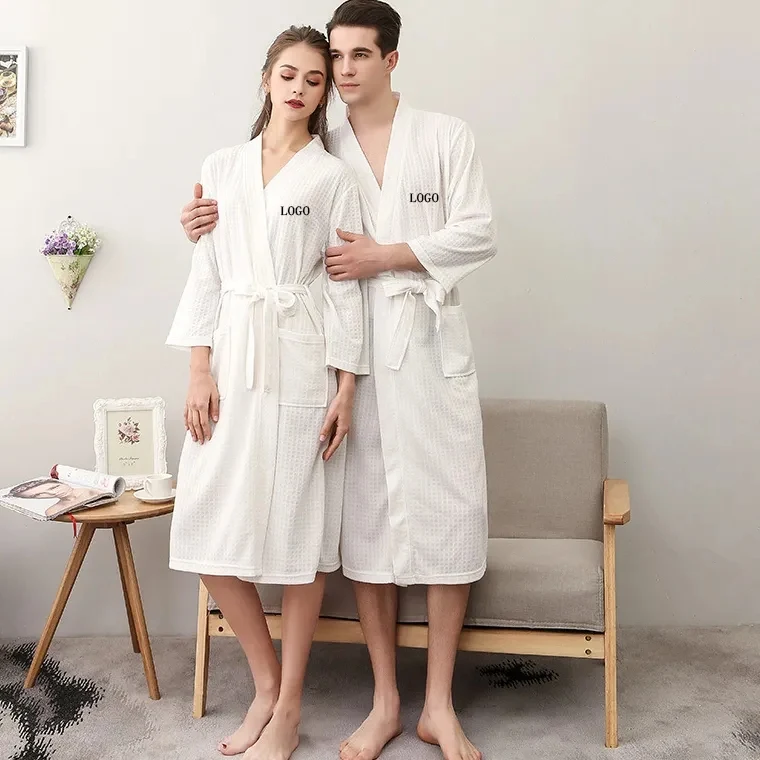 3/4 Sleeve Waffle Robe Unisex 1