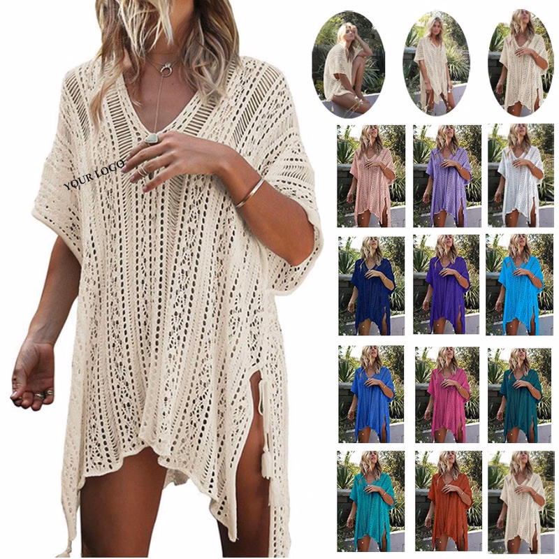 Sexy Beach Cover up White Crochet Robe