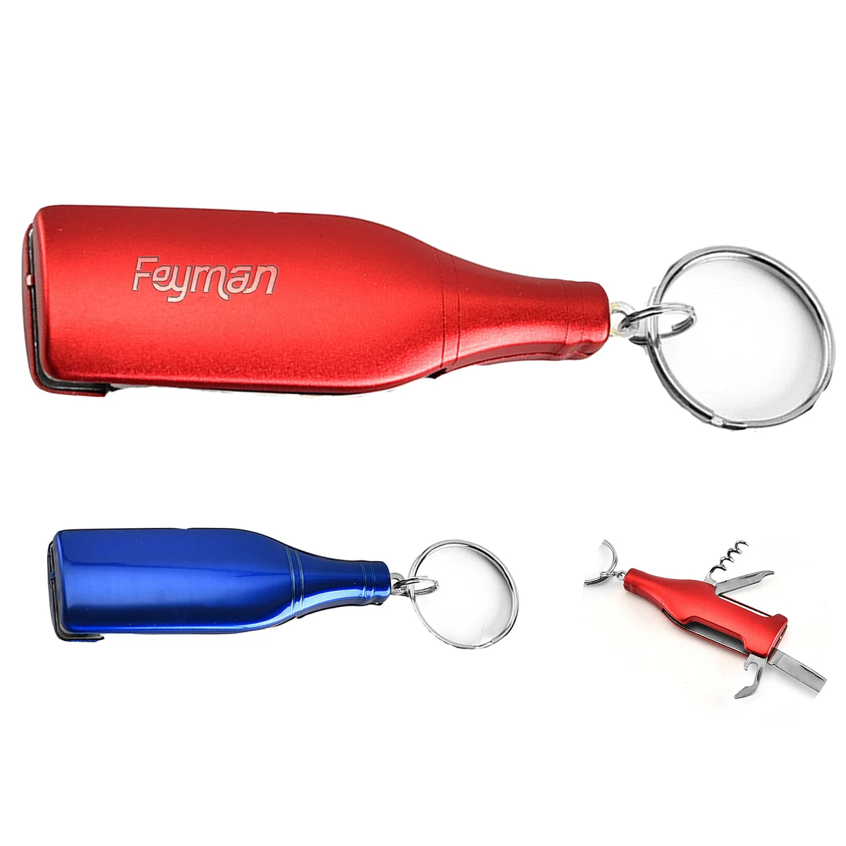 4 in 1 Stainless Steel Bottle Shape Multi Function Key Chain 1