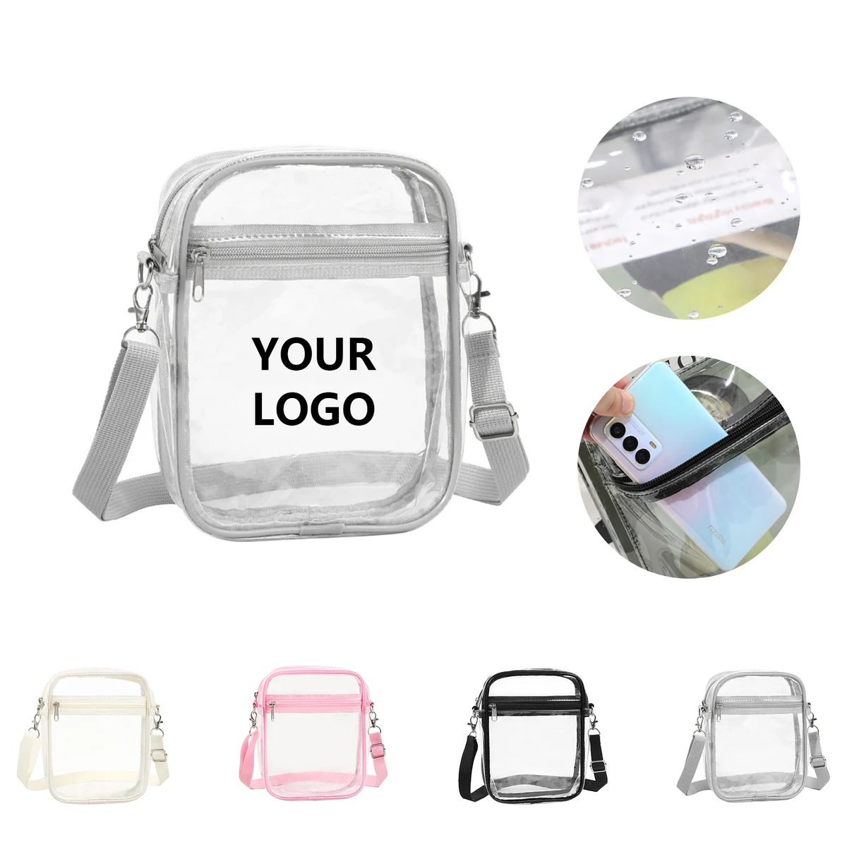 PVC Transparent Stadium Approved Crossbody With Zipper Pocket 1