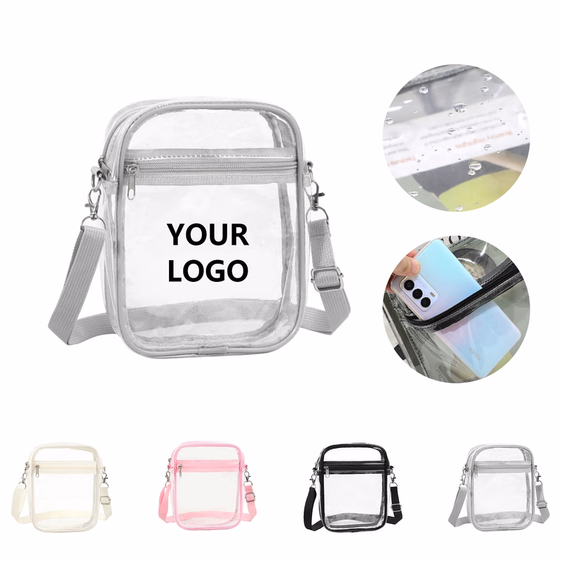PVC Transparent Stadium Approved Crossbody With Zipper Pocket