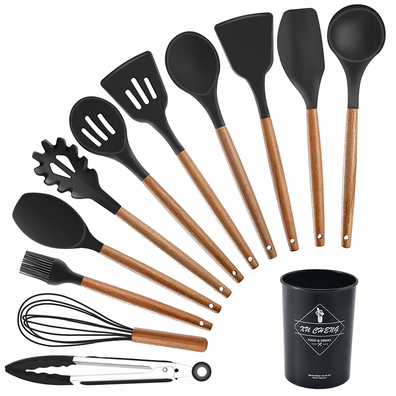Wooden Handle Silicone Kitchenware Set