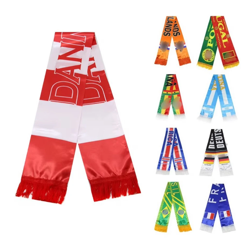 MOQ 20 pcs Cheap Satin Soccer Fans Scarf 1