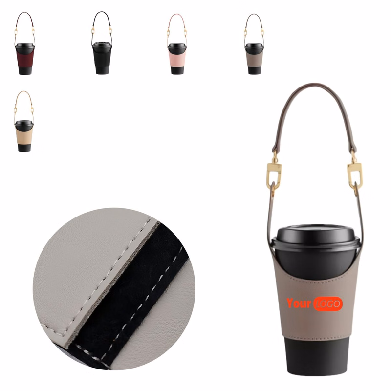 PU Leather Handle Cup Sleeve Non Slip