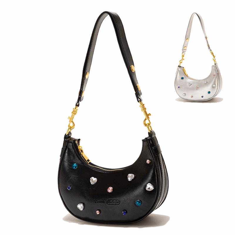 PU Diamond-embellished one-shoulder armpit women's bag
