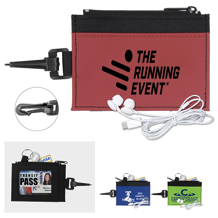 Mobile Tech Earbud Kit in Travel ID Wallet Components inserted into Zipper Pouch ID Wallet 1