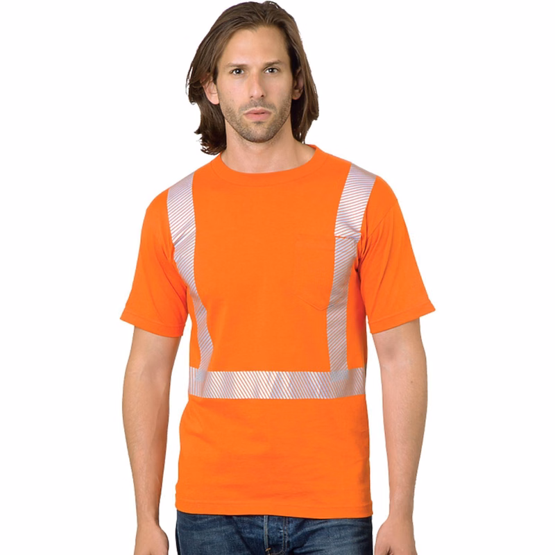 USA-Made Class 2 Segmented 100% Cotton Safety T-Shirt with Pocket