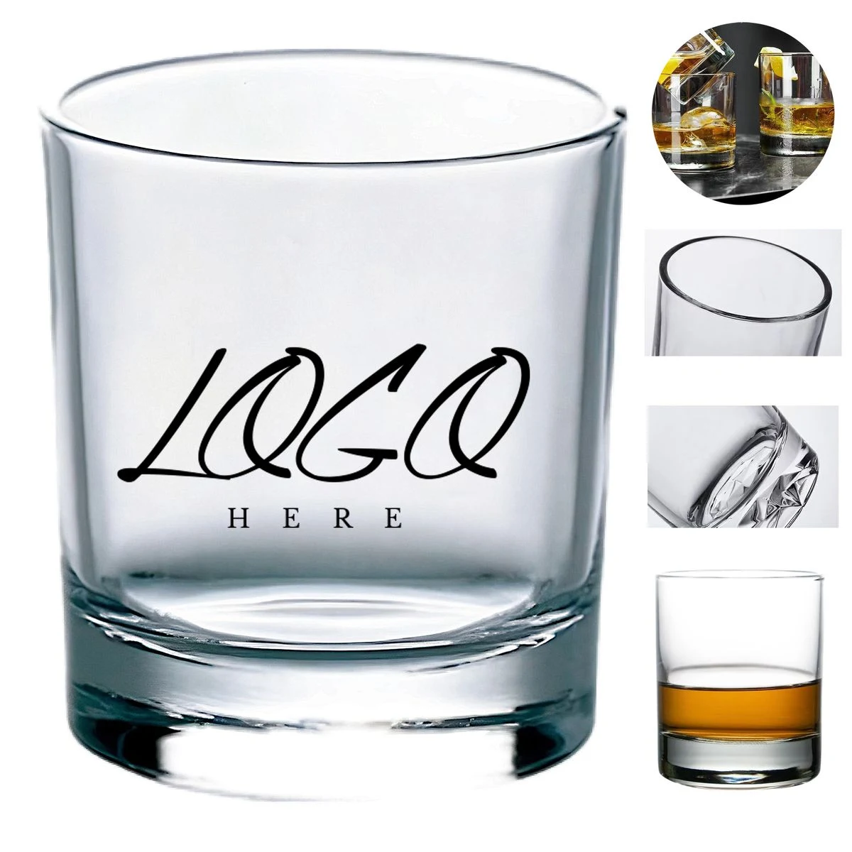 10oz Simple Thick-Topped Whiskey Glass Cup 1