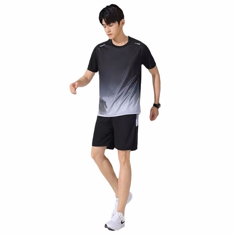 Men 2 Piece Outfits Summer Cool Short Sleeve Tee Shirts and Shorts Classic Fit Sport Set Tracksuit
