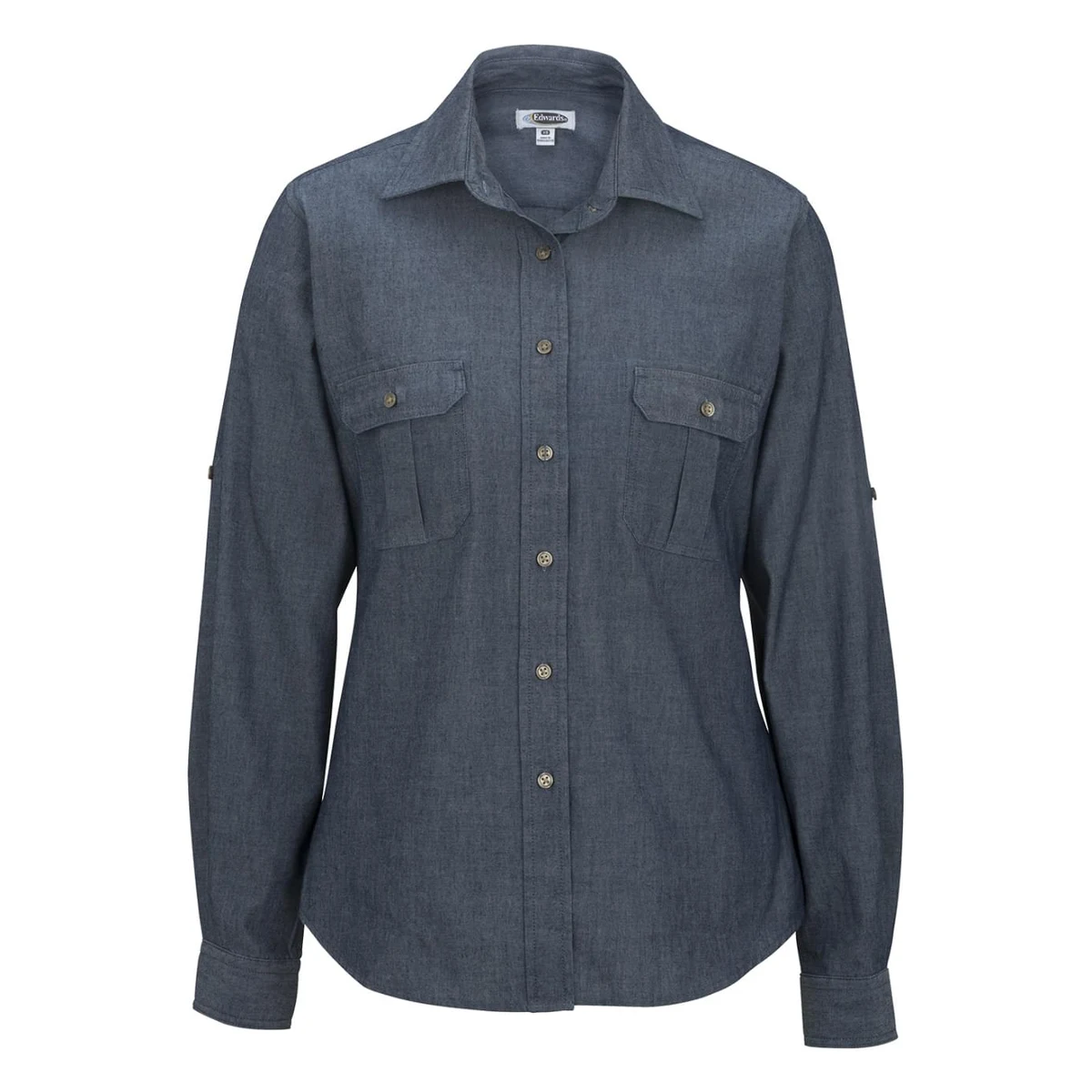 Ladies Chambray Roll Up Sleeve Shirt 1