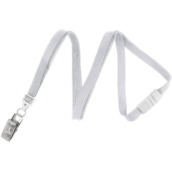 3/8" Breakaway Blank Lanyard w/Bulldog Clip (White) 1