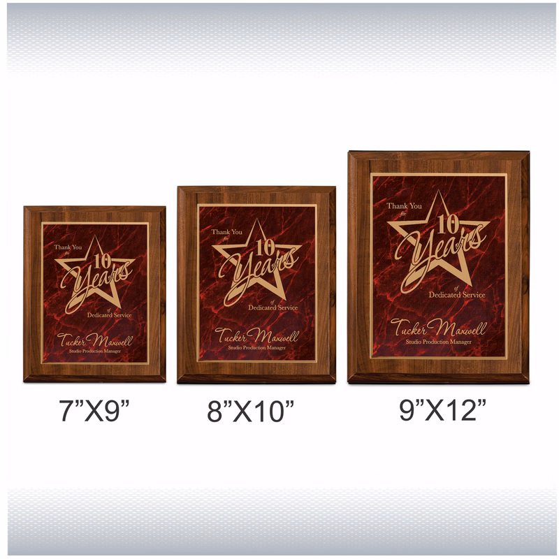 Cherry Finish Wood Plaque with Red Marbleized Plate