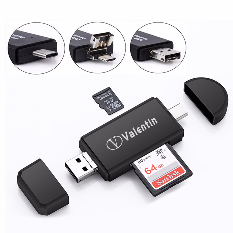 3-In-1 Portable Memory Card Reader