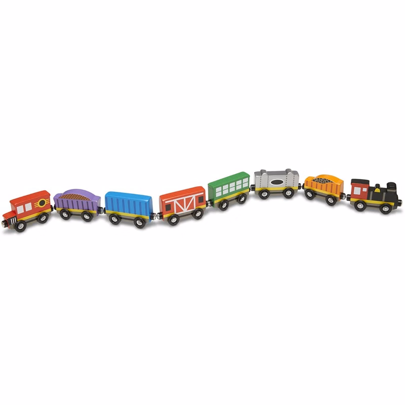 Melissa & Doug Toy Train Cars - Wood 8 Pieces