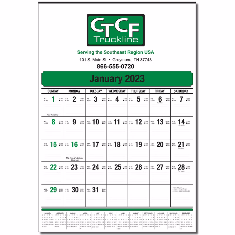 Mini Wall Contractor's Calendar