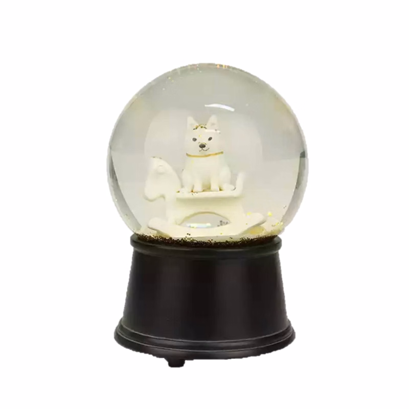 Custom Shinny Flakes Dog Snow Globe