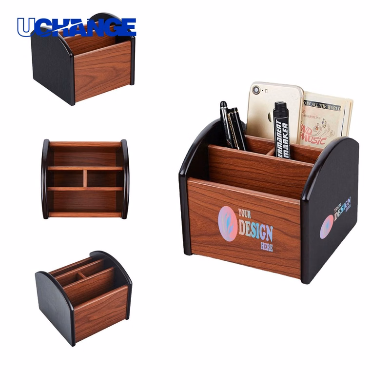 Wood Desk Organizer Pen Holder