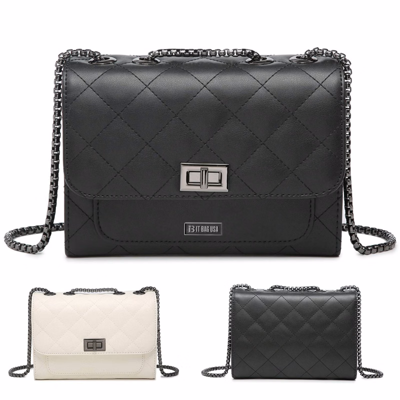 Genuine Leather Quilted Shoulder Crossbody Bags for Women