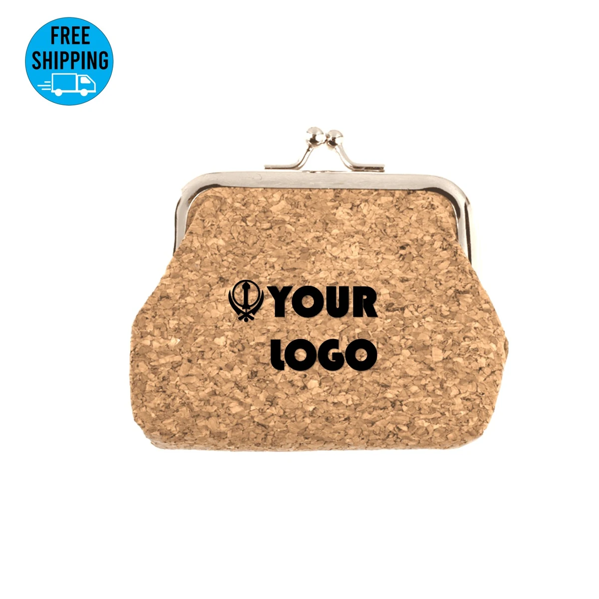 Retro cork coin purse with kiss Lock/leather wallet 1
