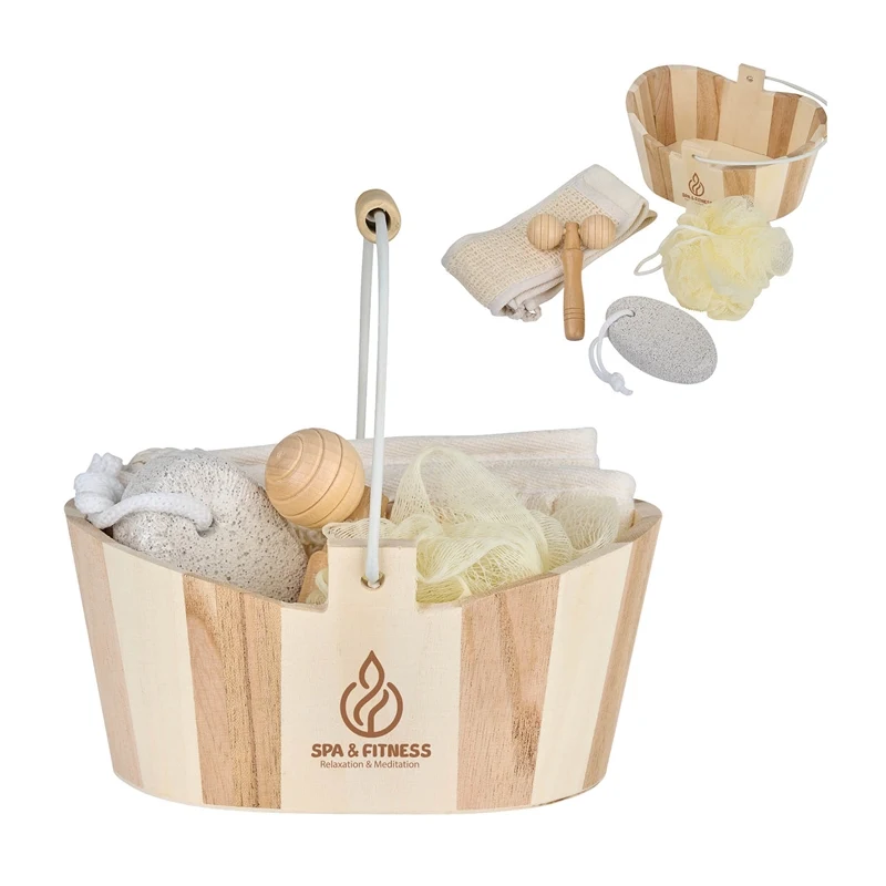 Serene 4pc Spa Kit in Wooden Bucket 1
