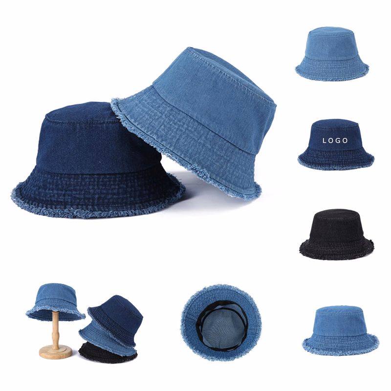 Wide Brim Frayed Bucket Hat