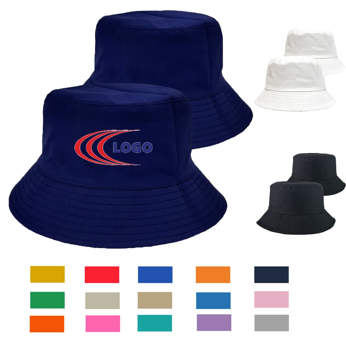 Foldable Cotton Bucket Hat with Custom Imprint 1