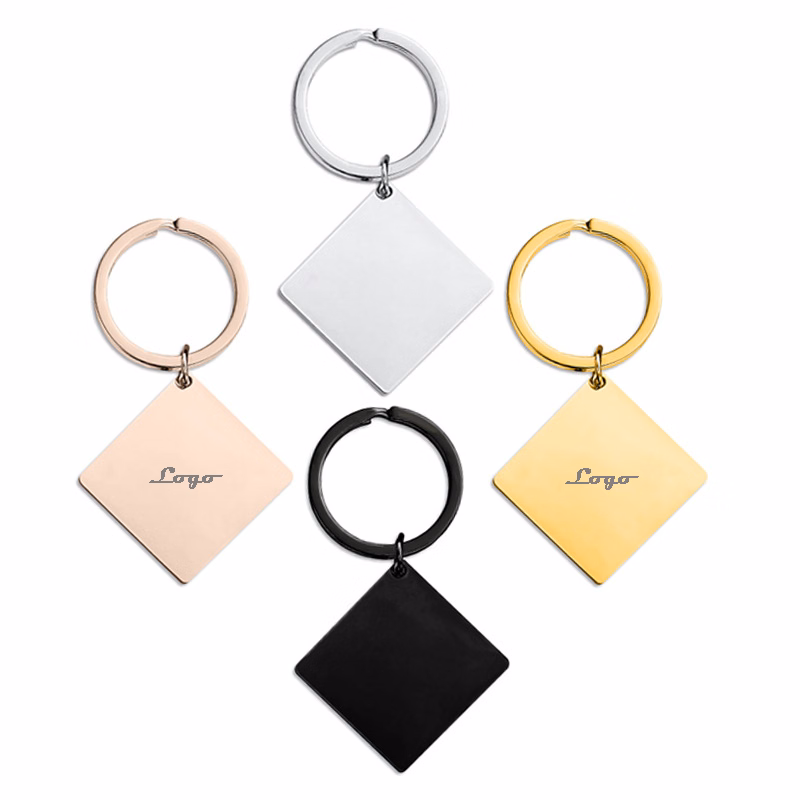 Square Stainless Steel Keychain