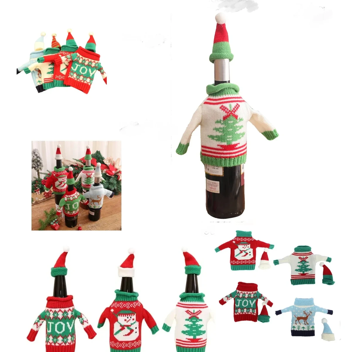 Christmas Wine Bottle Sweater Cover 1