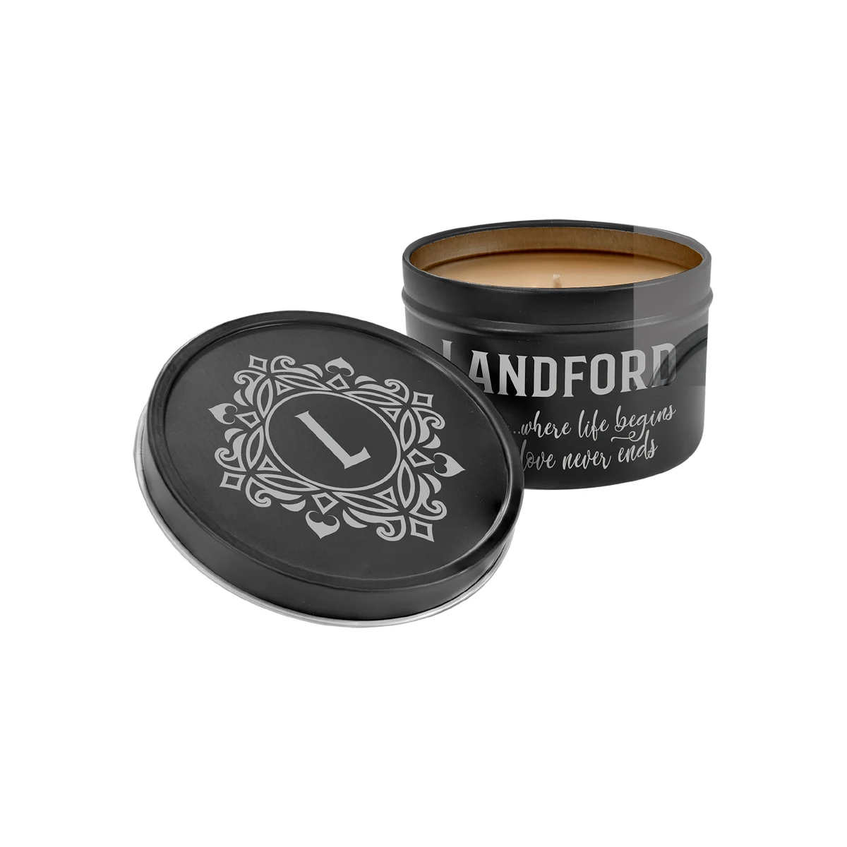 8oz Tropical Coconut Candle in Black Metal Tin 1