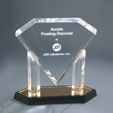 12 Inch Gold Floating Diamond Acrylic Trophy 1