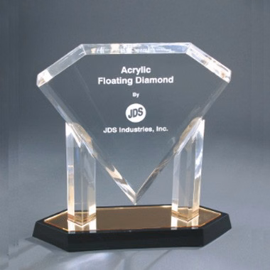 10 Inch Gold Floating Diamond Acrylic Trophy