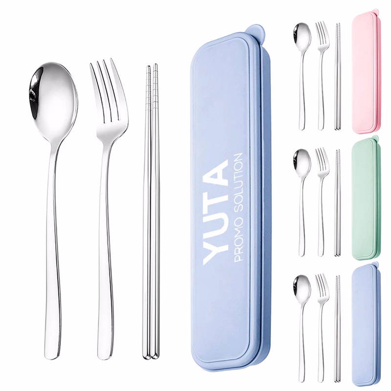 Stainless Steel Chopsticks Spoon Fork Cutlery Set w/ Box