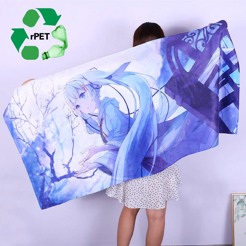 30"x 60" Eco-friendly rPET Sublimated Microfiber Sand Proof Beach Towel