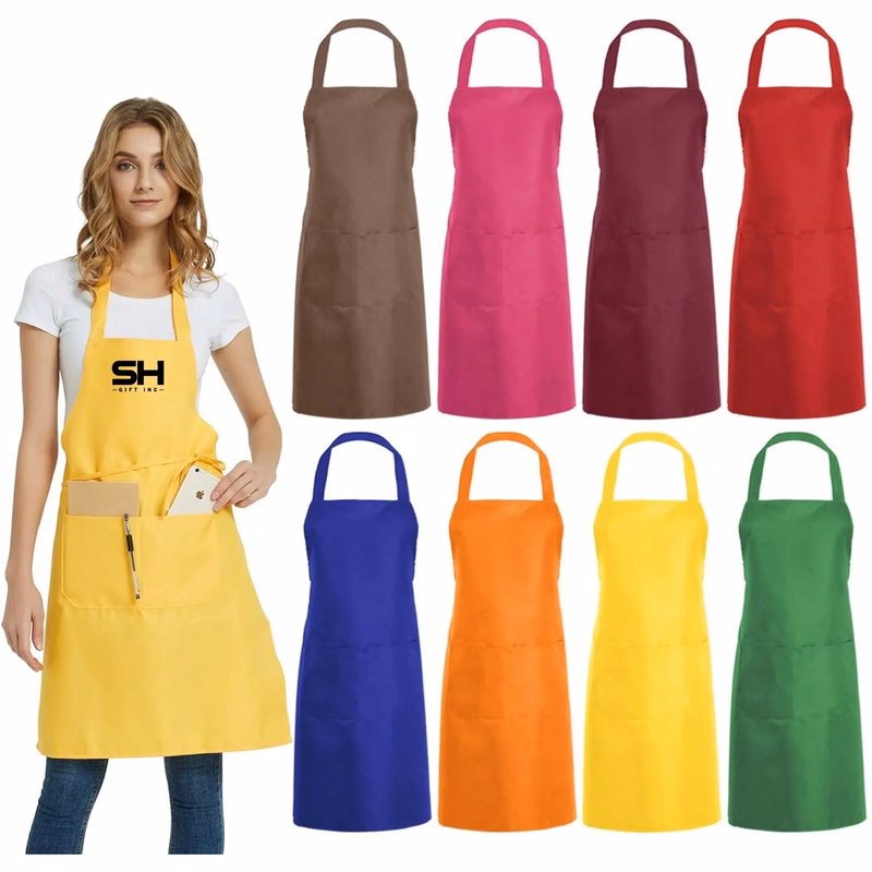 Unisex Commercial Apron with 2 Pockets for Kitchen