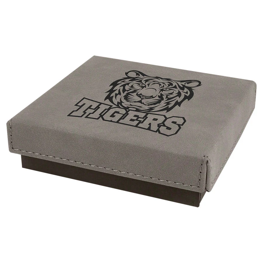 4" x 4" Gray Medal Box with Leatherette Lid 1