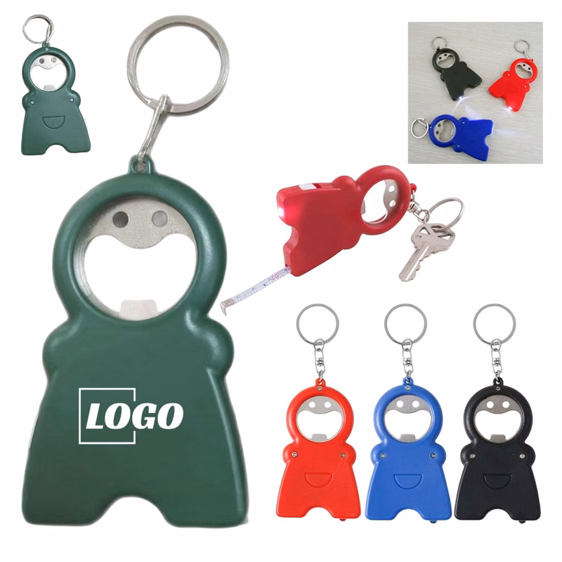 4 in 1 Keychain With Bottle Opener Tape Measure Flashlight