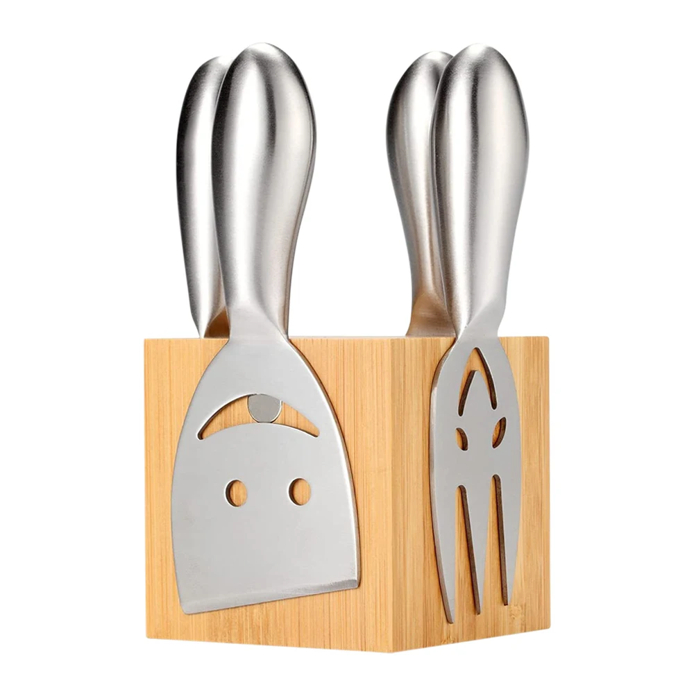 Cheese Knife Set with Wood Block 1