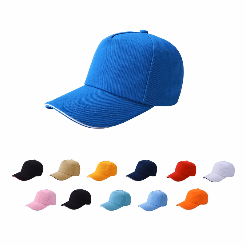 Stock Single-Yarn Drill Cotton 5 Panel Cap w/Double Buckle Back Fastener