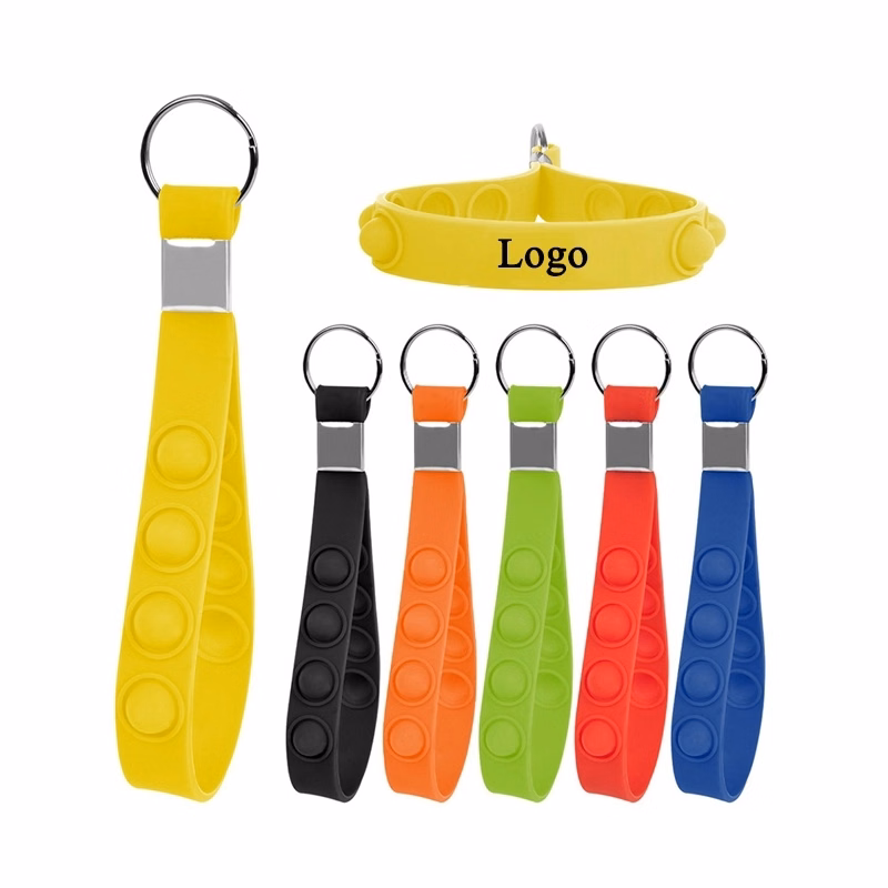 Silicone Pop Bubbles Fidget Wrist Strap Keychain