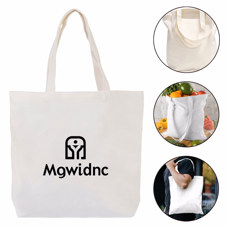 Reusable White Canvas Tote Bag with Base