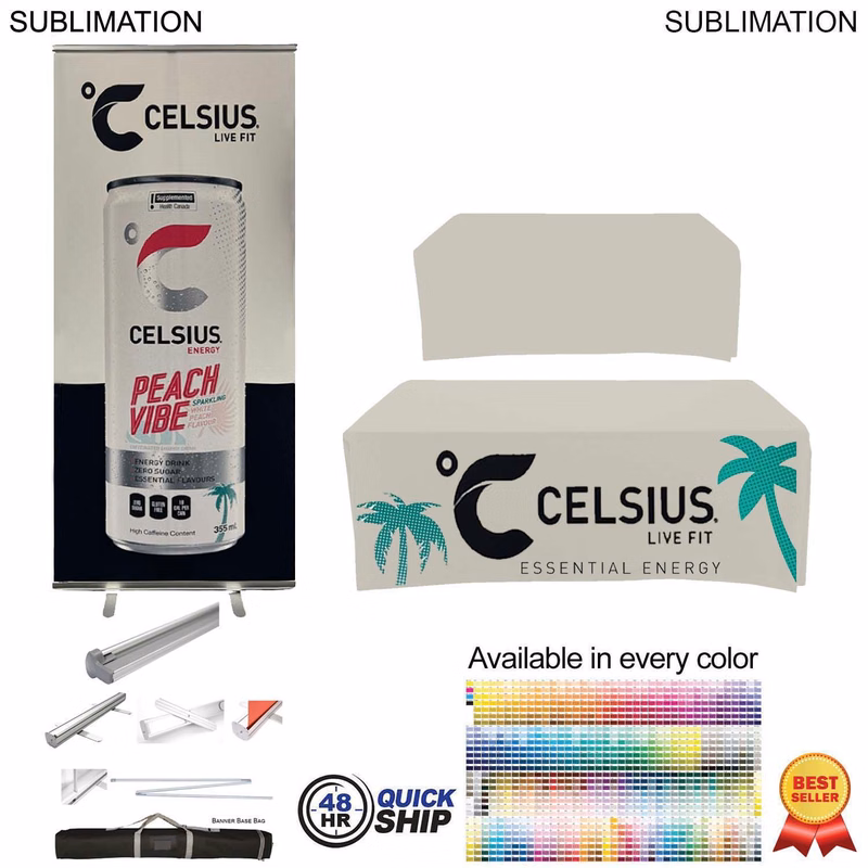 24Hr Express - Outdoor Event Package, Outdoor Pull up Banner (SU583-5) + Box Fit Tablecloth (SU508)