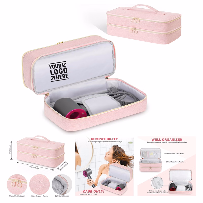Hair Dryer Attachment Double Layer Travel Carrying Case Portable Storage Organizer Bag