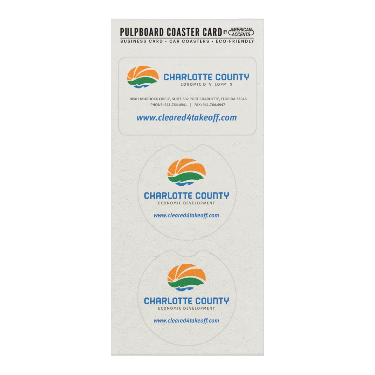 Coaster Card Pulpboard 80 pt Car Coaster 3.875" x 8.500" Digital Print 1
