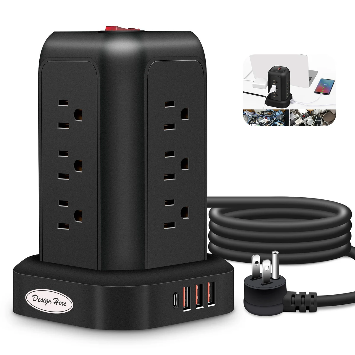 Surge Protector Strip ?C 12 Plugs + 4 USB Charging Ports 1